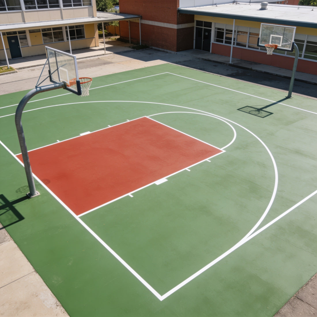 Basketball court surface with markings