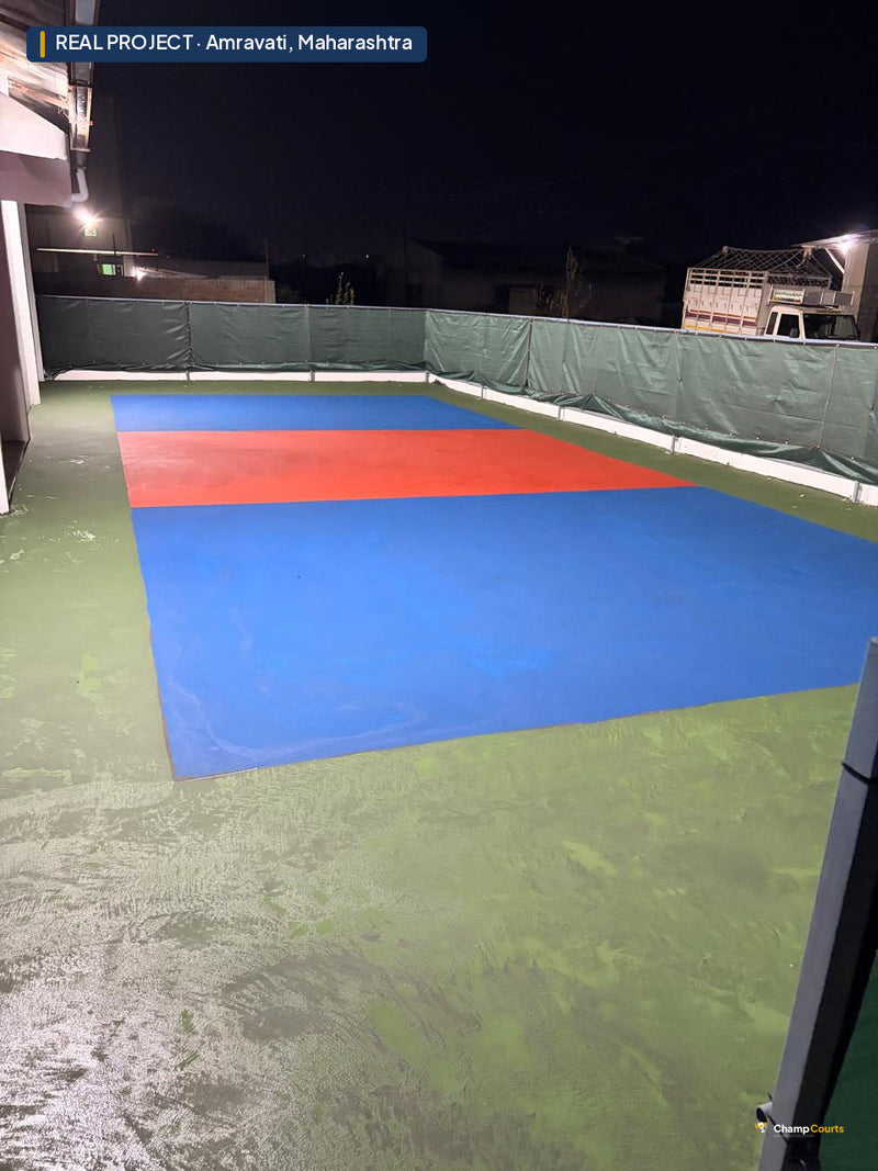 Real ChampCourts sports court installation — Amravati, Maharashtra.