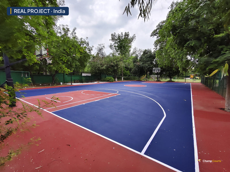 Real ChampCourts sports court installation — India.